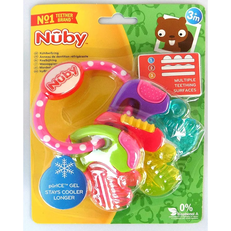 Nûby Beißring für Babys fördert Sehsinn & Motorik, Greifling mit ICE-Gel erreicht auch die Backenzähne, ab 4+ Monate – Bild 2