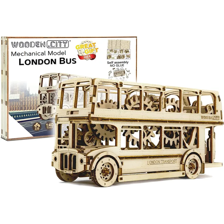 modell-Bausatz Londoner Bus Holz natur 216 Teile