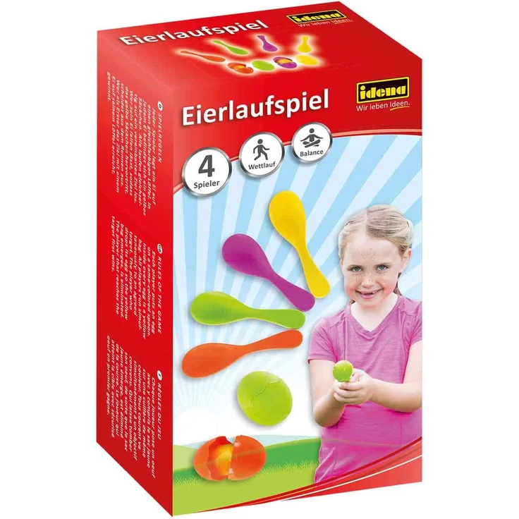 Idena 40074 Geschicklichkeitsspiel Eierlaufen, mit 4 Eiern und 4 Löffeln, perfekt für drinnen und draußen, Partys und Sportfeste – Bild 5