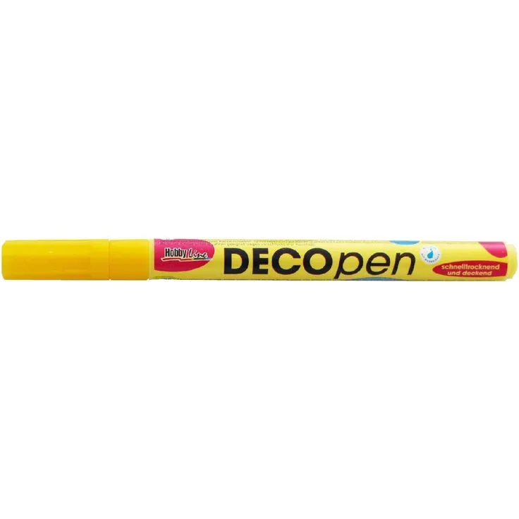 Kreul 46152 - Deco Pen fine, Universalstift zum Gestalten, Beschriften und Verzieren von kleinen, originellen Geschenken, mit Rundspitze, Strichstärke 1 - 2 mm, gelb