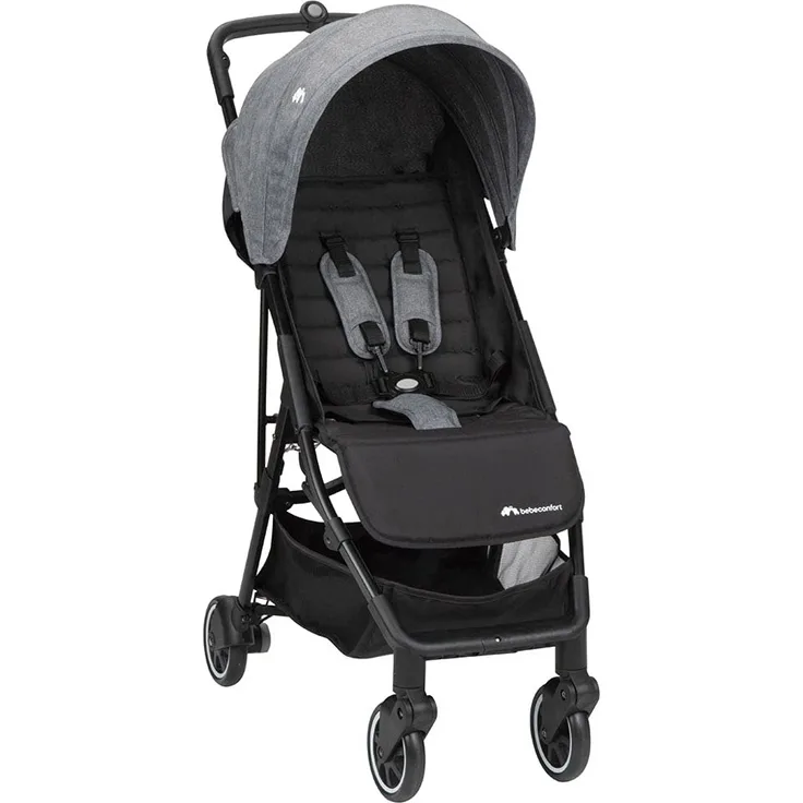 Bebeconfort Buggy Teeny 3D, Ultrakompakt zusammenklappbarer Kinderwagen inkl. passender Tragetasche, ideal für die Reise oder die Stadt, nutzbar ab ca. 6 Monate bis ca. 4 Jahre, Black Chic (schwarz)