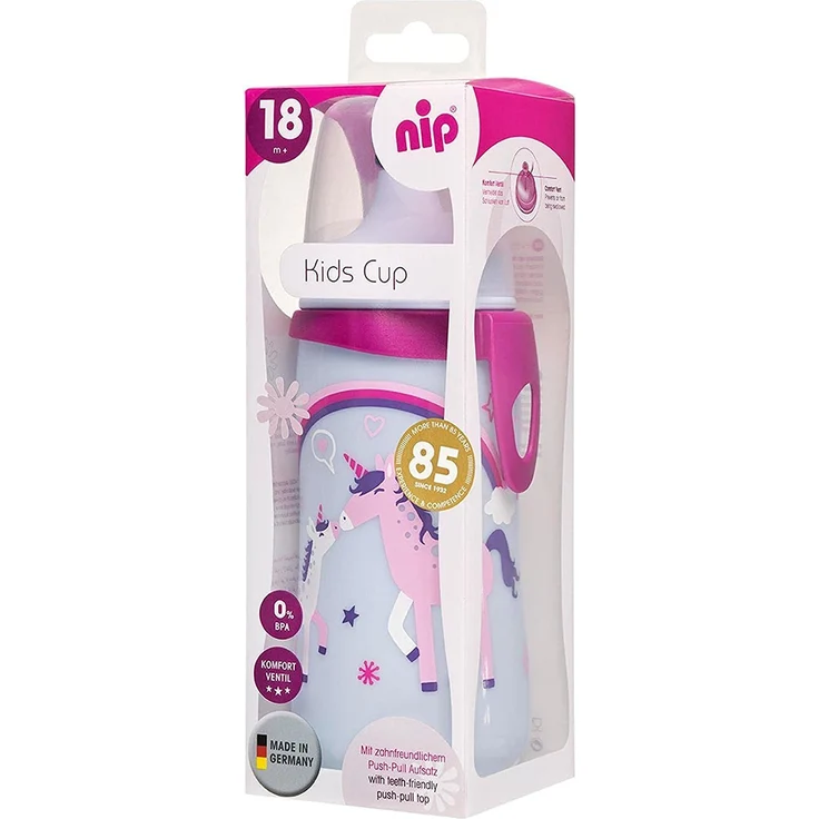 nip Trinkbecher Kids Cup mit Push-Pull, 18 Monate, 330 ml, Einhorn – Bild 6