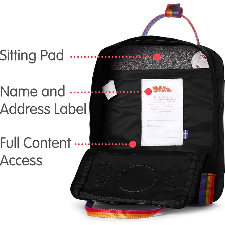 Fj?llr?ven Kanken Rainbow Mini black/rainbow pattern - Gr??e 7 Liter – Bild 5
