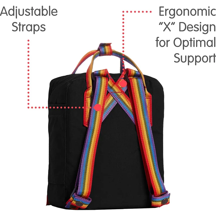 Fj?llr?ven Kanken Rainbow Mini black/rainbow pattern - Gr??e 7 Liter – Bild 3