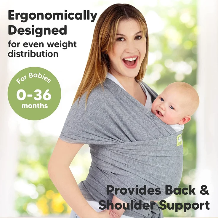 Tragetuch Baby Neugeboren - Alles in 1 Dehnbaren Babytragetuch - Babytrage Neugeborene ab Geburt - Baby Tragetuch Neugeborene, Kleinkinder - Babytrage ab Geburt - Babytragetücher (klassisch grau) – Bild 2