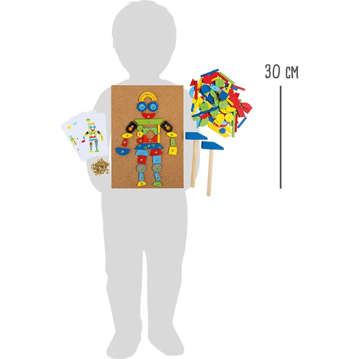 Hämmerchen Spiel aus Kork und Holz, inkl. Zubehör (2 Hammer, 100 Nägel und 126 bunte Holzteile), für kreativen Spaß ab 6 – Bild 5