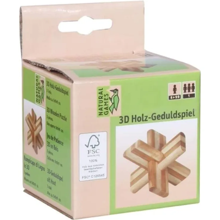 Natural Games 3D - Holz-Geduldspiel Kreuz
