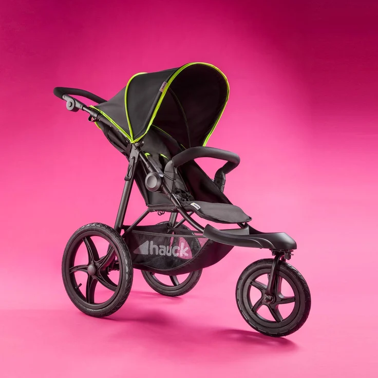 Hauck Kinder Buggy Runner, Große Luftreifen 3 Rad, Bis 25 kg, mit Liegefunktion und Netzfenster, Höhenverstellbar, Zusammenklappbar, Großer Korb, Schwarz Neon Gelb – Bild 10