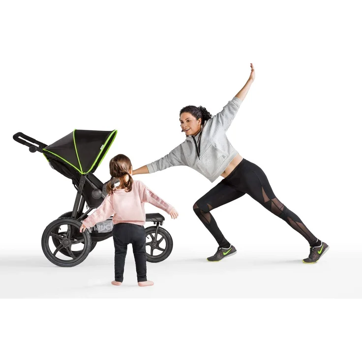 Hauck Kinder Buggy Runner, Große Luftreifen 3 Rad, Bis 25 kg, mit Liegefunktion und Netzfenster, Höhenverstellbar, Zusammenklappbar, Großer Korb, Schwarz Neon Gelb – Bild 7