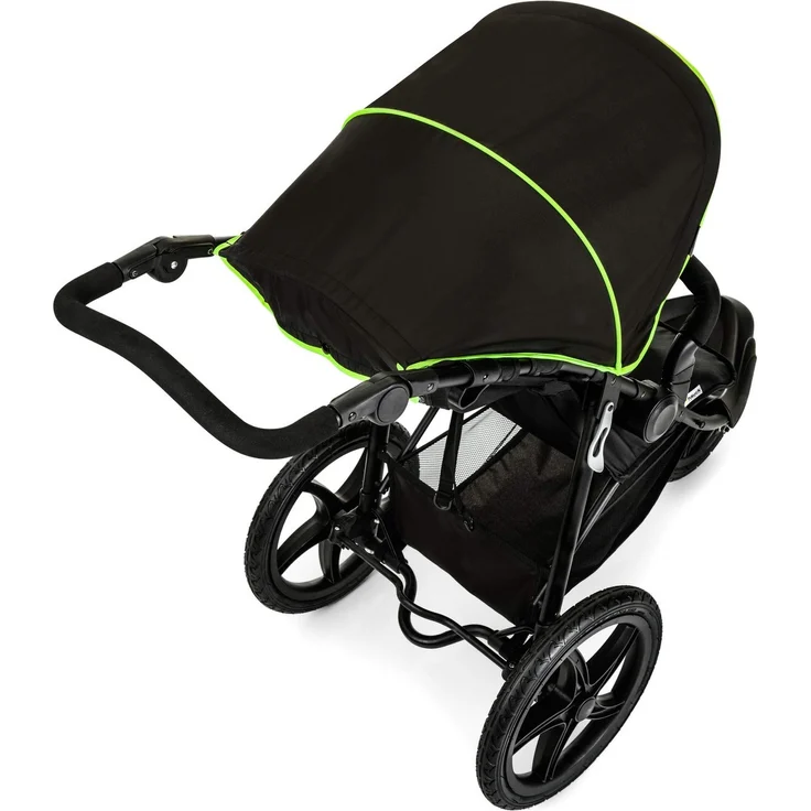 Hauck Kinder Buggy Runner, Große Luftreifen 3 Rad, Bis 25 kg, mit Liegefunktion und Netzfenster, Höhenverstellbar, Zusammenklappbar, Großer Korb, Schwarz Neon Gelb – Bild 11