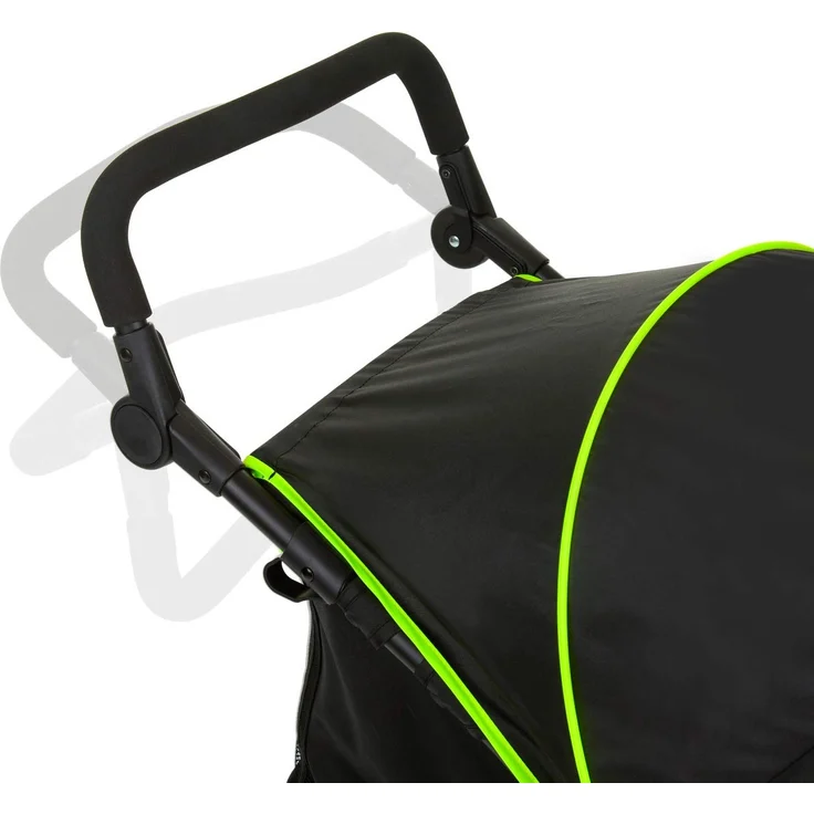 Hauck Kinder Buggy Runner, Große Luftreifen 3 Rad, Bis 25 kg, mit Liegefunktion und Netzfenster, Höhenverstellbar, Zusammenklappbar, Großer Korb, Schwarz Neon Gelb – Bild 3