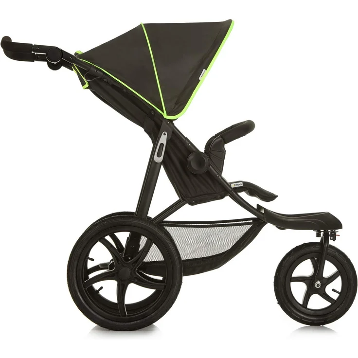 Hauck Kinder Buggy Runner, Große Luftreifen 3 Rad, Bis 25 kg, mit Liegefunktion und Netzfenster, Höhenverstellbar, Zusammenklappbar, Großer Korb, Schwarz Neon Gelb – Bild 2