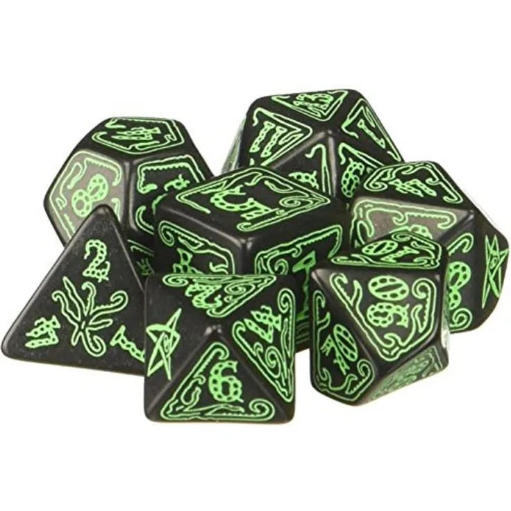 Cthulhu Würfelset Schwarz & Grün 7 Stück
