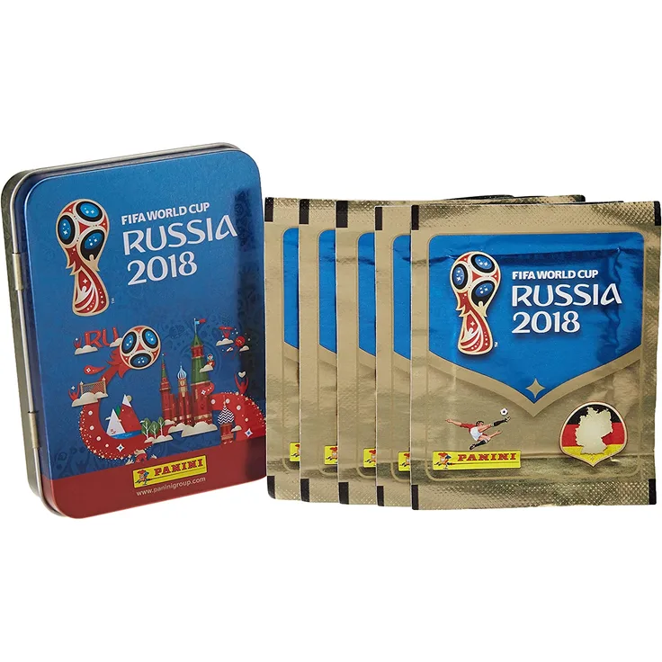 Panini FIFA World Cup 2018 Panini WM Russia 2018 - Sticker - 1 Tin Dose mit 5 Sticker Tüten (25 Sticker)