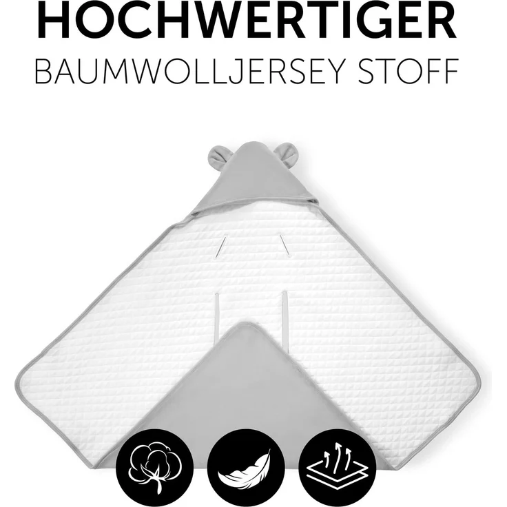Hauck Baby Einschlagdecke Snuggle N Dream / Baumwolle / Universal für Babyschale, Autositz, Kinderwagen, Buggy, Babybett, Wippen / für 3 -und 5- Punkt-Gurtsysteme / 40 ° Maschinenwäsche / Grau – Bild 4