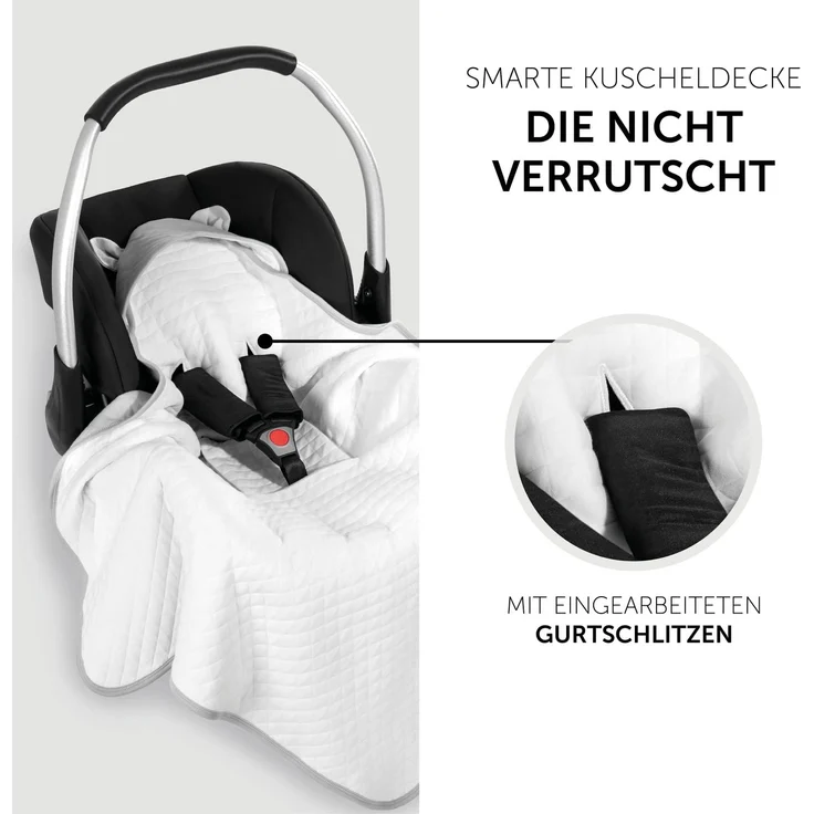 Hauck Baby Einschlagdecke Snuggle N Dream / Baumwolle / Universal für Babyschale, Autositz, Kinderwagen, Buggy, Babybett, Wippen / für 3 -und 5- Punkt-Gurtsysteme / 40 ° Maschinenwäsche / Grau – Bild 2