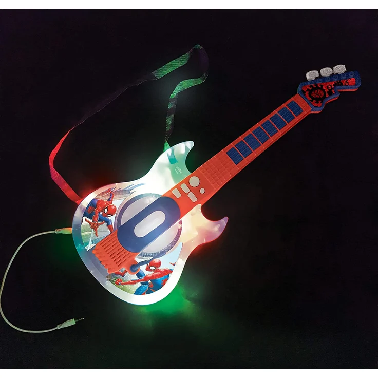 Lexibook K260SP Spider-Man Elektronische Gitarre mit Licht, Brille mit Mikrofon, Demo-Songs, MP3-Stecker, blau/rot – Bild 2