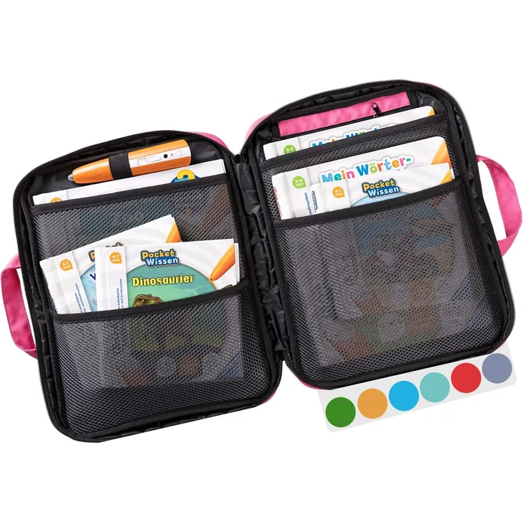 bunnyboo TipToi Tasche - Platz für bis zu 8 Bücher - TipToi Starterset mit Einsatz für Tiptoi Stift, TipToi Kabel und Batteriefach - Tasche für TipToi Stift - gehört in jedes Starterset TipToi (Rosa) - Preisvergleich