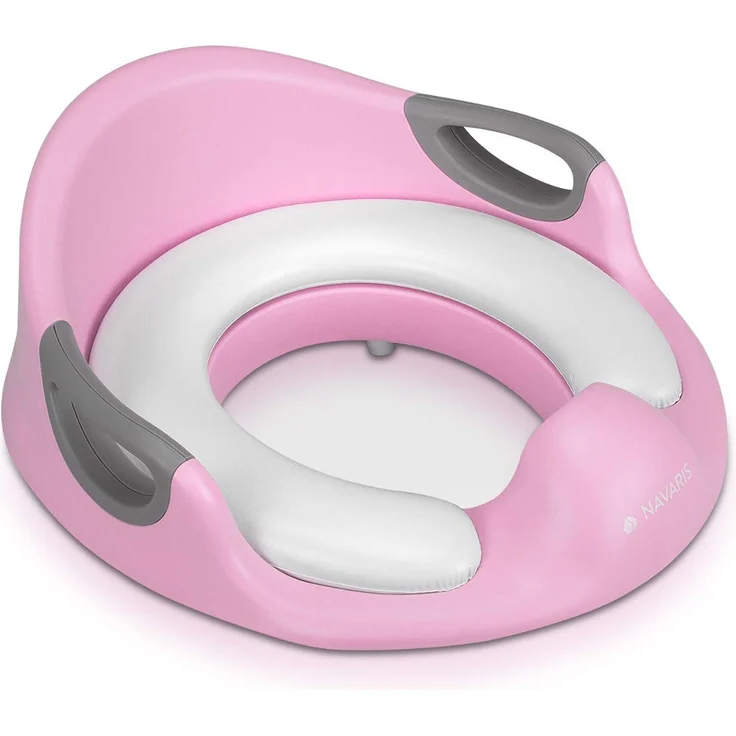 Navaris Kinder Toilettensitz WC Aufsatz - 12 Monate bis 7 Jahre - Baby Sitz Anti-Rutsch Polster Kloaufsatz - Griff und Spritzschutz - Toilettentrainer rosa – Bild 7
