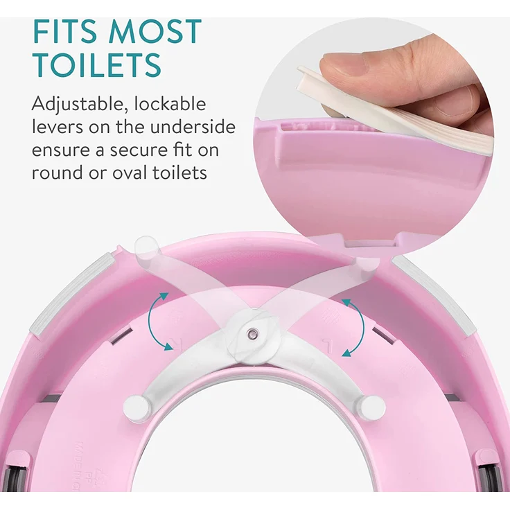 Navaris Kinder Toilettensitz WC Aufsatz - 12 Monate bis 7 Jahre - Baby Sitz Anti-Rutsch Polster Kloaufsatz - Griff und Spritzschutz - Toilettentrainer rosa – Bild 5