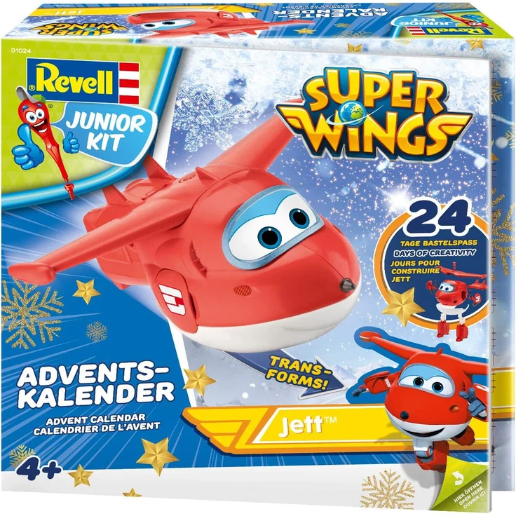 Revell Junior Kit 01024 Super Wings Adventskalender Jett Bauen-Schrauben-Spielen, 24 Tage cooler Bastelspaß, ab 4 Jahre, 20 cm – Bild 2