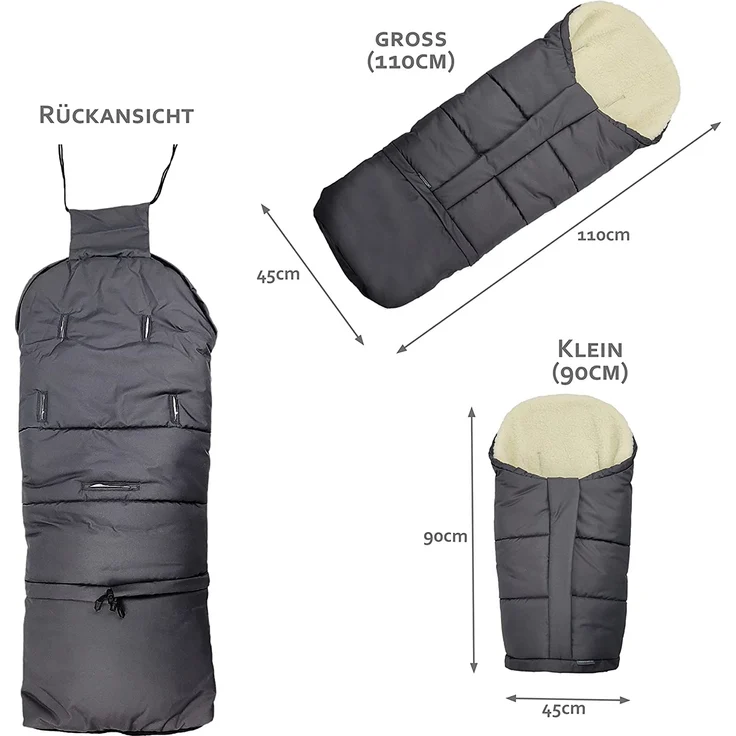 BAMBINIWELT Winterfußsack Fußsack für Kinderwagen, Buggy oder Schlitten, in Mumienform, aus Wolle, Größe anpassbar, MUMIE MELIERT (beige MELIERT) – Bild 7