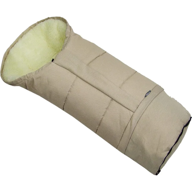 BAMBINIWELT Winterfußsack Fußsack für Kinderwagen, Buggy oder Schlitten, in Mumienform, aus Wolle, Größe anpassbar, MUMIE MELIERT (beige MELIERT) – Bild 1