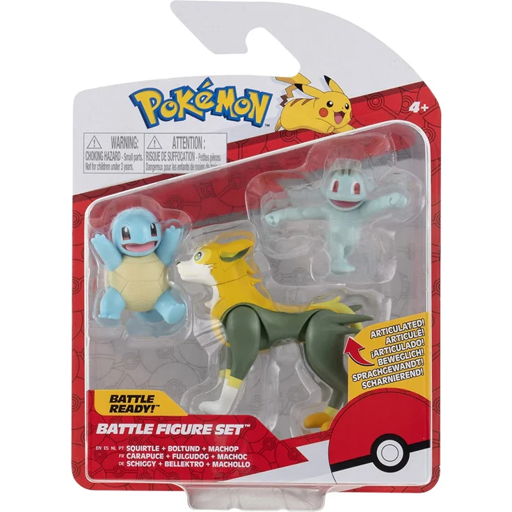Pokémon Battle Figuren 3er Pack Schiggy Machoolo Bellektro – Bild 6