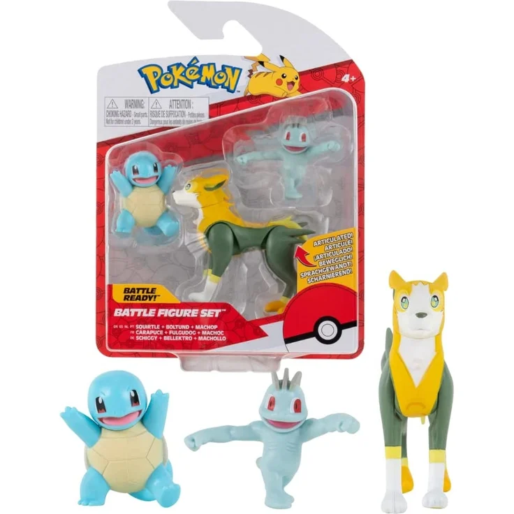 Pokémon Battle Figuren 3er Pack Schiggy Machoolo Bellektro – Bild 1