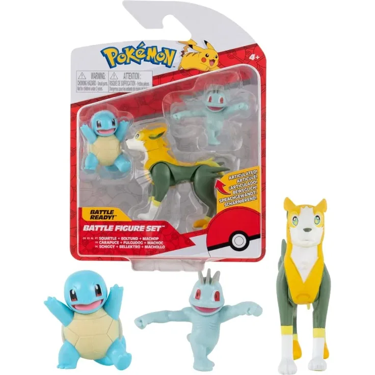 Pokémon Battle Figuren 3er Pack Schiggy Machoolo Bellektro