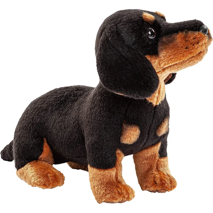 Uni-Toys - Dackel - 27 cm (Länge) - Plüsch-Hund - Plüschtier, Kuscheltier HT-30149 Schwarz, Braun – Bild 3