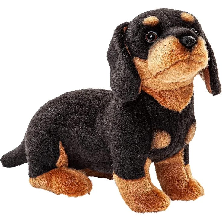 Uni-Toys - Dackel - 27 cm (Länge) - Plüsch-Hund - Plüschtier, Kuscheltier HT-30149 Schwarz, Braun – Bild 4