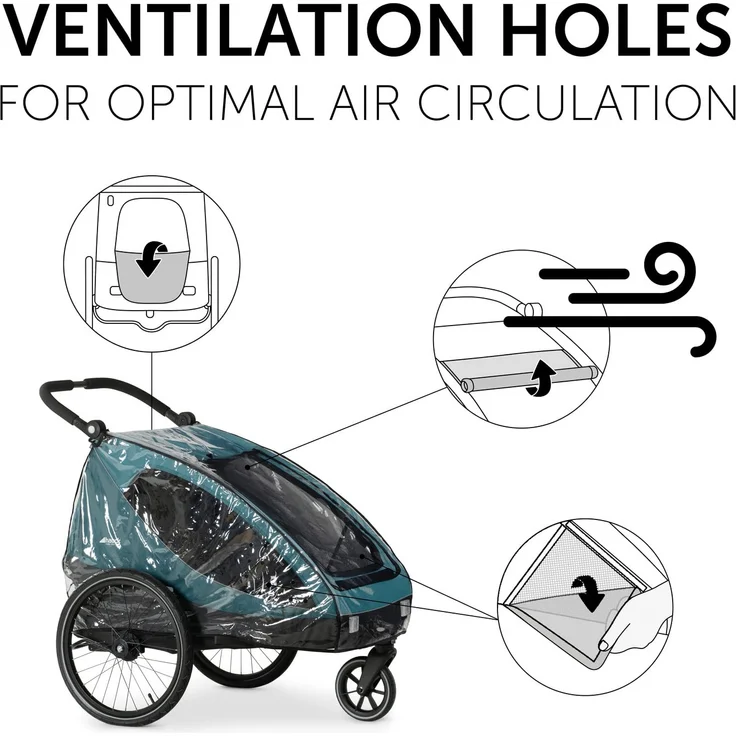 Hauck Regenschutz für Fahrradanhänger, Buggy Dryk Duo Raincover, Passgenau, Klettverschluss, Belüftungslöcher, Gute Luftzirkulation, Faltbar, Platzsparend Verstaubar, Einfache Handhabung, Transparent - Preisvergleich – Bild 6