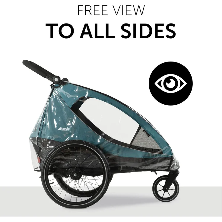 Hauck Regenschutz für Fahrradanhänger, Buggy Dryk Duo Raincover, Passgenau, Klettverschluss, Belüftungslöcher, Gute Luftzirkulation, Faltbar, Platzsparend Verstaubar, Einfache Handhabung, Transparent - Preisvergleich – Bild 7