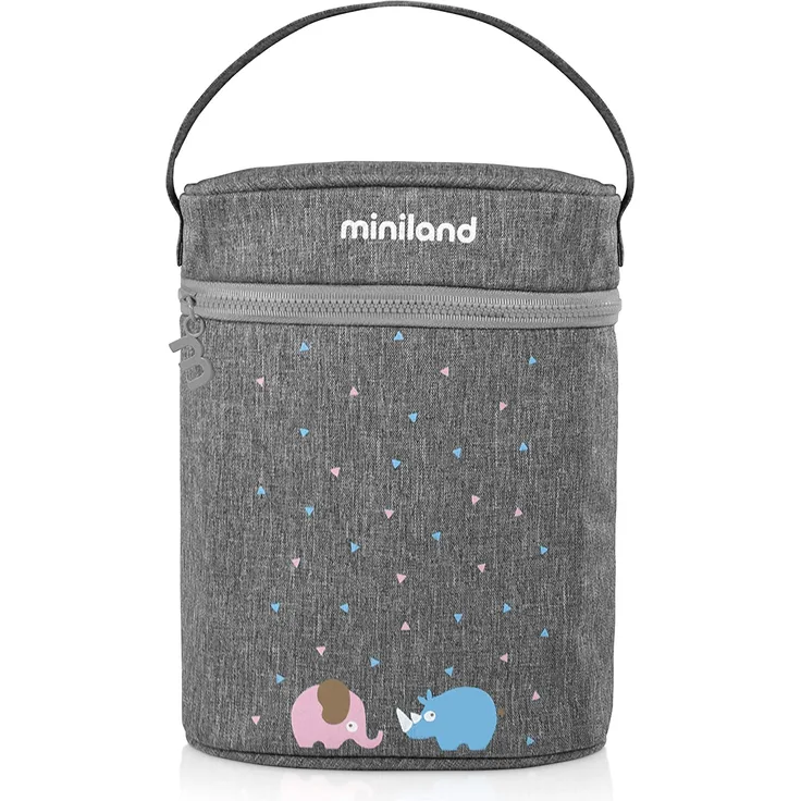 Miniland 89320 Isoliertasche für Isolierkannen und Babyflaschen, thermibag Double Azure-Rose, grau