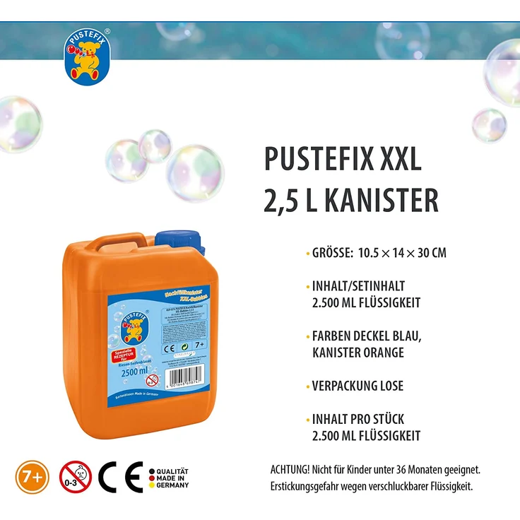 Pustefix XXL-Bubbles Nachfüllkanister I 2,5 l Seifenblasenwasser I Bubbles Made in Germany I Riesen-Seifenblasen für Hochzeit, Kindergeburtstag, Sommerfest, Polterabend I Spaß für Kinder & Erwachsene – Bild 4