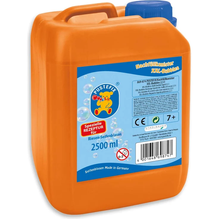 Pustefix XXL-Bubbles Nachfüllkanister I 2,5 l Seifenblasenwasser I Bubbles Made in Germany I Riesen-Seifenblasen für Hochzeit, Kindergeburtstag, Sommerfest, Polterabend I Spaß für Kinder & Erwachsene – Bild 1