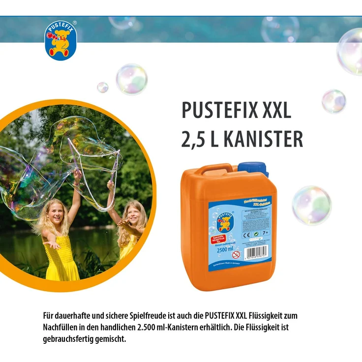 Pustefix XXL-Bubbles Nachfüllkanister I 2,5 l Seifenblasenwasser I Bubbles Made in Germany I Riesen-Seifenblasen für Hochzeit, Kindergeburtstag, Sommerfest, Polterabend I Spaß für Kinder & Erwachsene – Bild 3