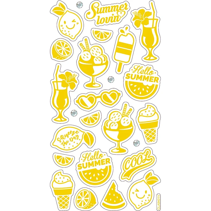 folia 19601 - Metallic Sticker I mit sommerlichen Motiven, 25 Stück, ideal geeignet zum Verzieren von Grußkarten, Bastelarbeiten und Scrapbooking – Bild 2