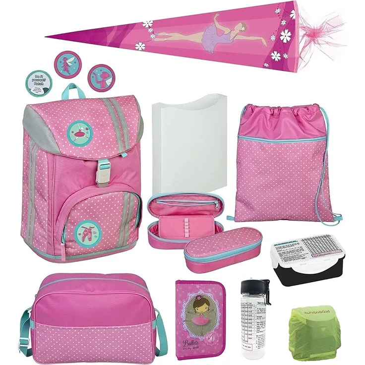 Scooli Schulranzen Set 1. Klasse ergonomischer leichter Schulrucksack mit Sporttasche und Schultüte 85cm Ballerina