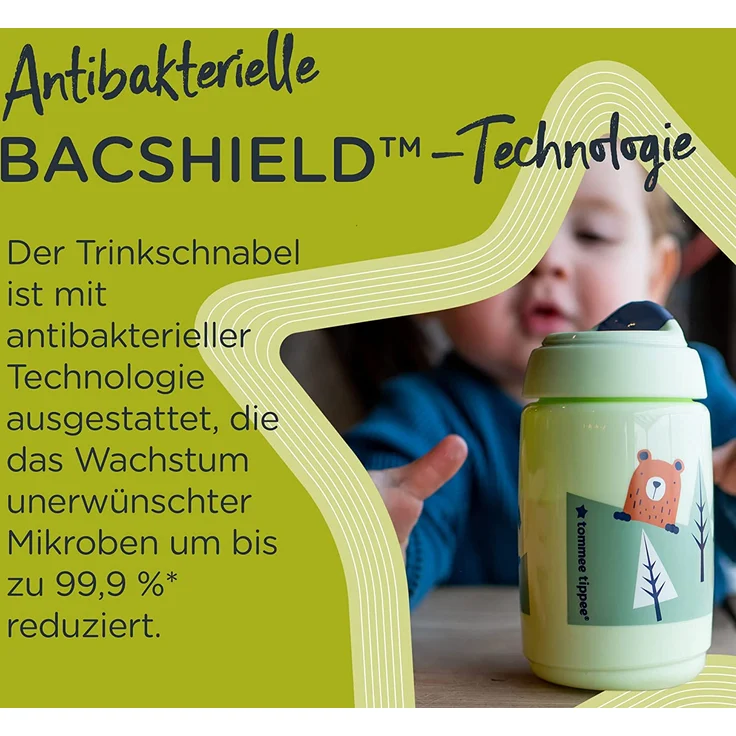Tommee Tippee Superstar Sipper, Trinklernbecher,100 % Auslauf- und Schüttelsichere INTELLIVALVE-Technologie, Antibakterieller BACSHIELD-Technologie, 12 M. +, 390 ml, 1 Stk, Gelb – Bild 4