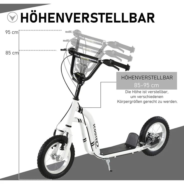 Tretroller mit Handbremse (Farbe: weiß) – Bild 4