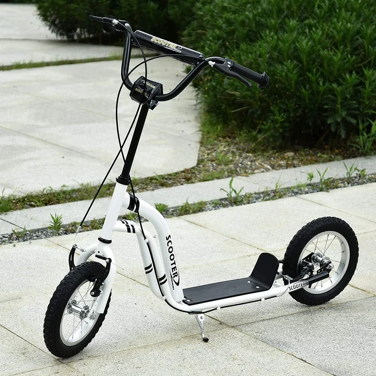 Tretroller mit Handbremse (Farbe: weiß) – Bild 2