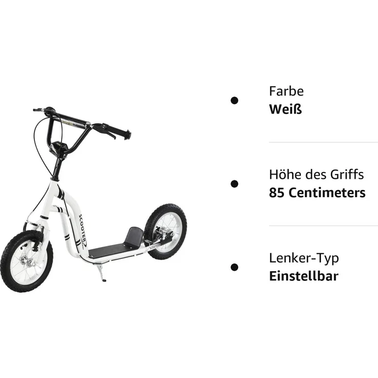 Tretroller mit Handbremse (Farbe: weiß) – Bild 10