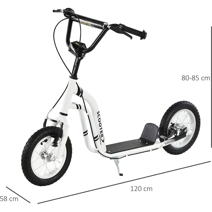 Tretroller mit Handbremse (Farbe: weiß) – Bild 3