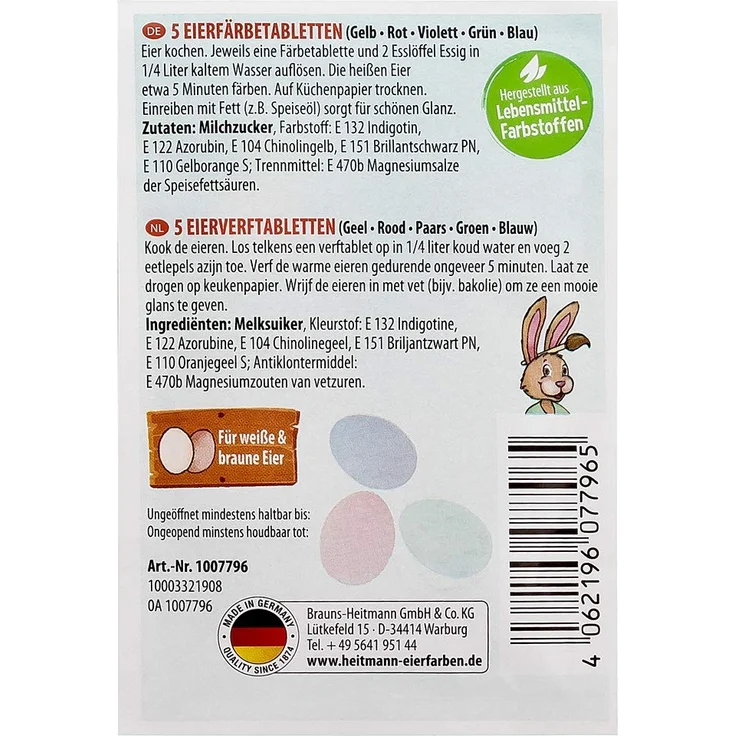 Heitmann Eierfarben Kaltfarben - Ostern - Ostereier bemalen, Ostereierfarbe - Grün, Blau, Gelb, Rot, Violett – Bild 2