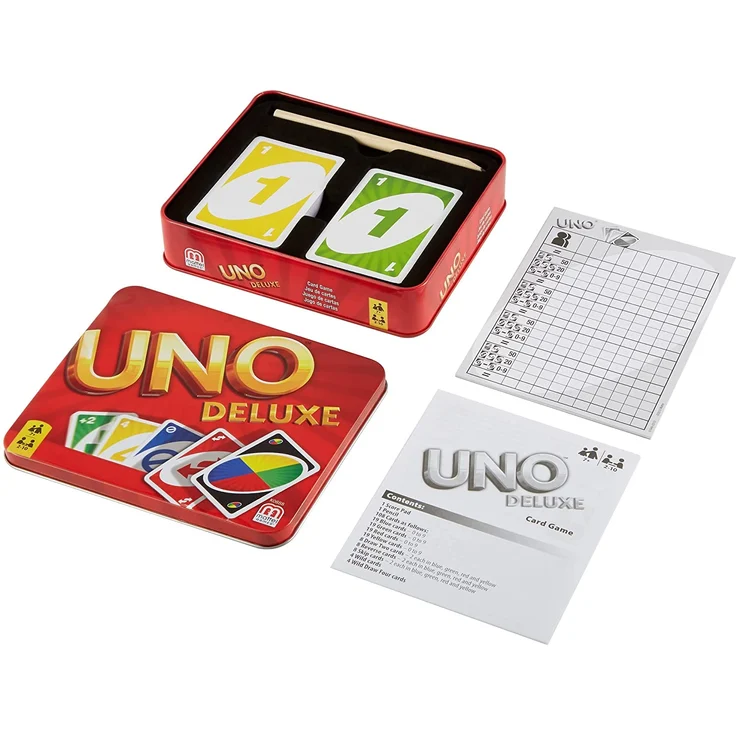 Mattel Games K0888 UNO Deluxe Kartenspiel, geeignet für 2 - 10 Spieler, Spieldauer ca. 15 Minuten, ab 7 Jahren – Bild 4