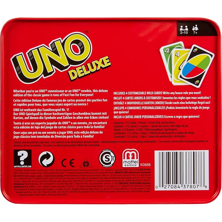 Mattel Games K0888 UNO Deluxe Kartenspiel, geeignet für 2 - 10 Spieler, Spieldauer ca. 15 Minuten, ab 7 Jahren – Bild 9