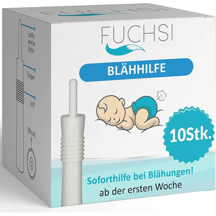 FUCHSI 10 STÜCK Blähhilfe für Babys | Effektive Hilfe für Babys mit Blähungen | ganz ohne Medikamente | Einweg-Katheter | Sanfte Abhilfe bei Säuglings-koliken und Blähbauch
