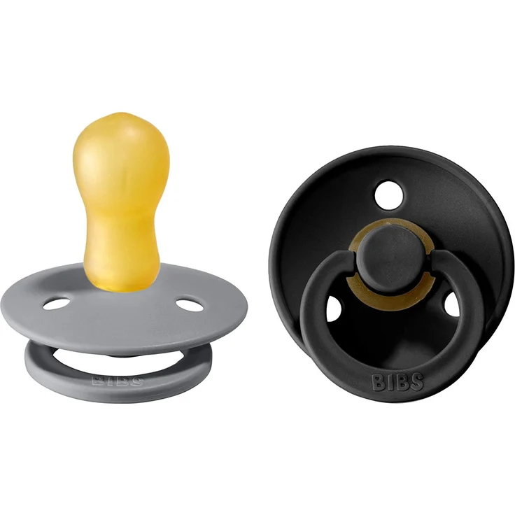 BIBS Colour Schnuller 2er-Pack, BPA-frei, Kirschform Nippel. Naturkautschuk / Latex, Hergestellt in Dänemark. 18+ Monate (2er Pack), Cloud / Black – Bild 1